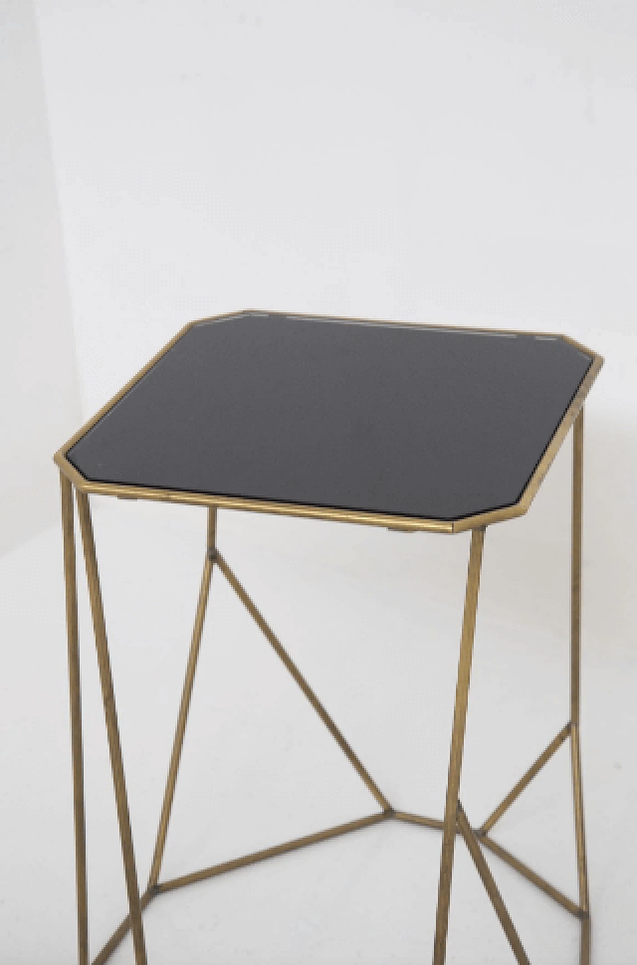Pair of brass and black opaline glass coffee tables, 1990s 6