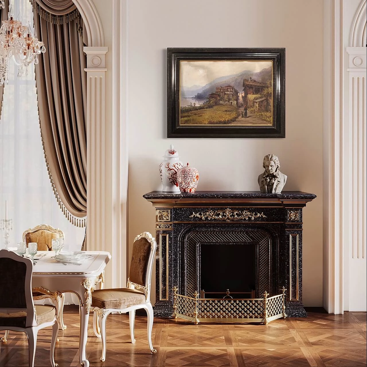 Romolo Liverani, landscape with figures, oil painting on panel, second half of the 19th century 1359479