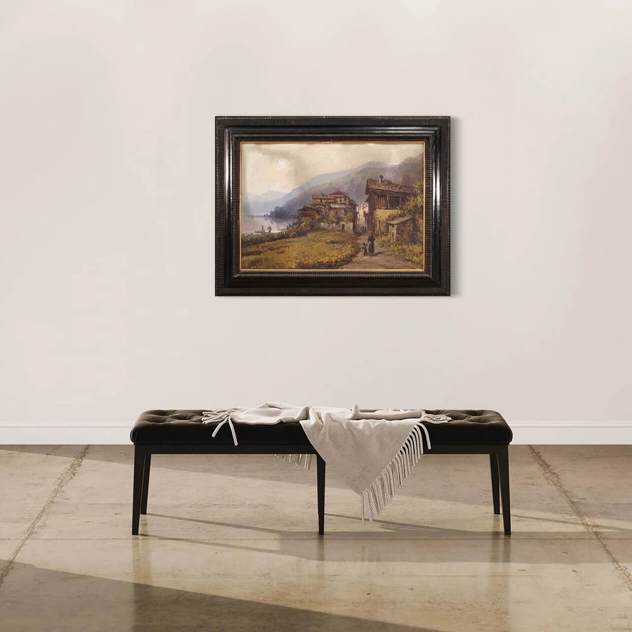 Romolo Liverani, landscape with figures, oil painting on panel, second half of the 19th century 1359480