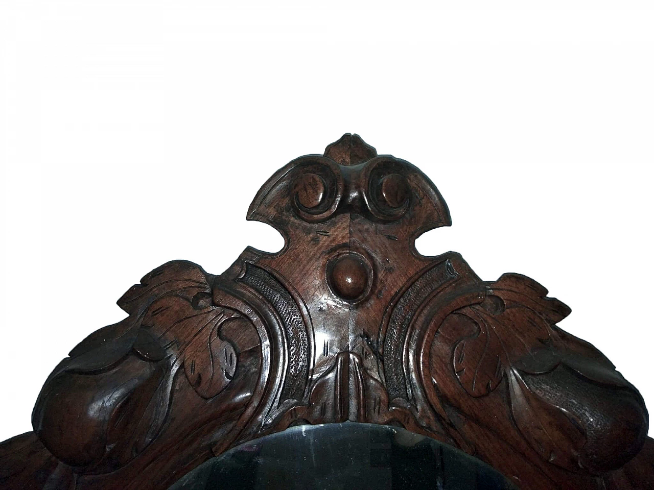 Consolle  Luigi Filippo in noce con specchiera intagliata, '800 1