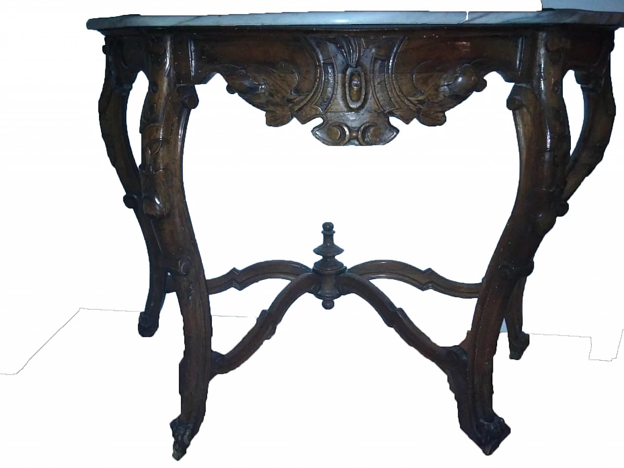 Consolle  Luigi Filippo in noce con specchiera intagliata, '800 4