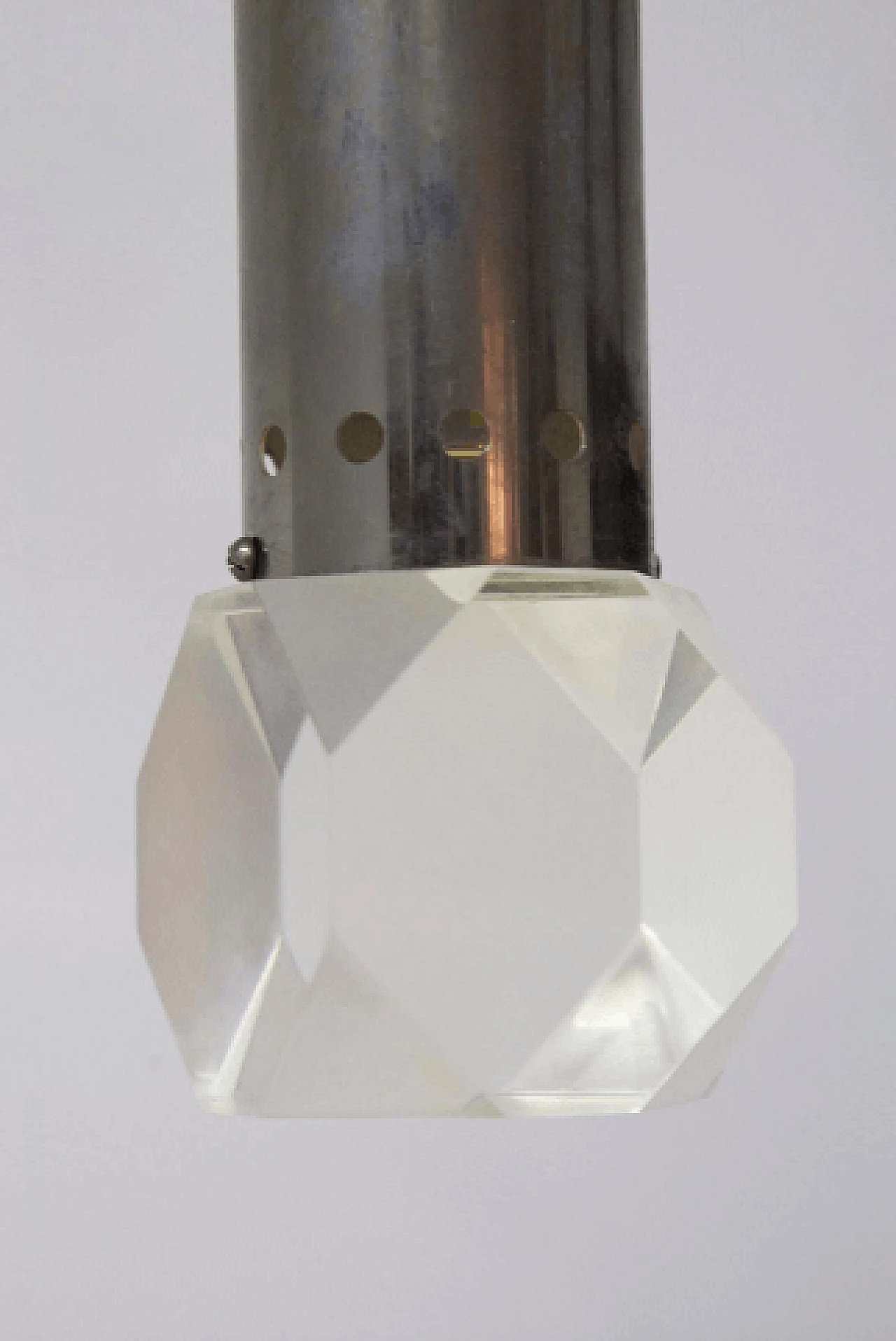 Aluminum and glass ceiling lamp by Stilux, 1950s 4