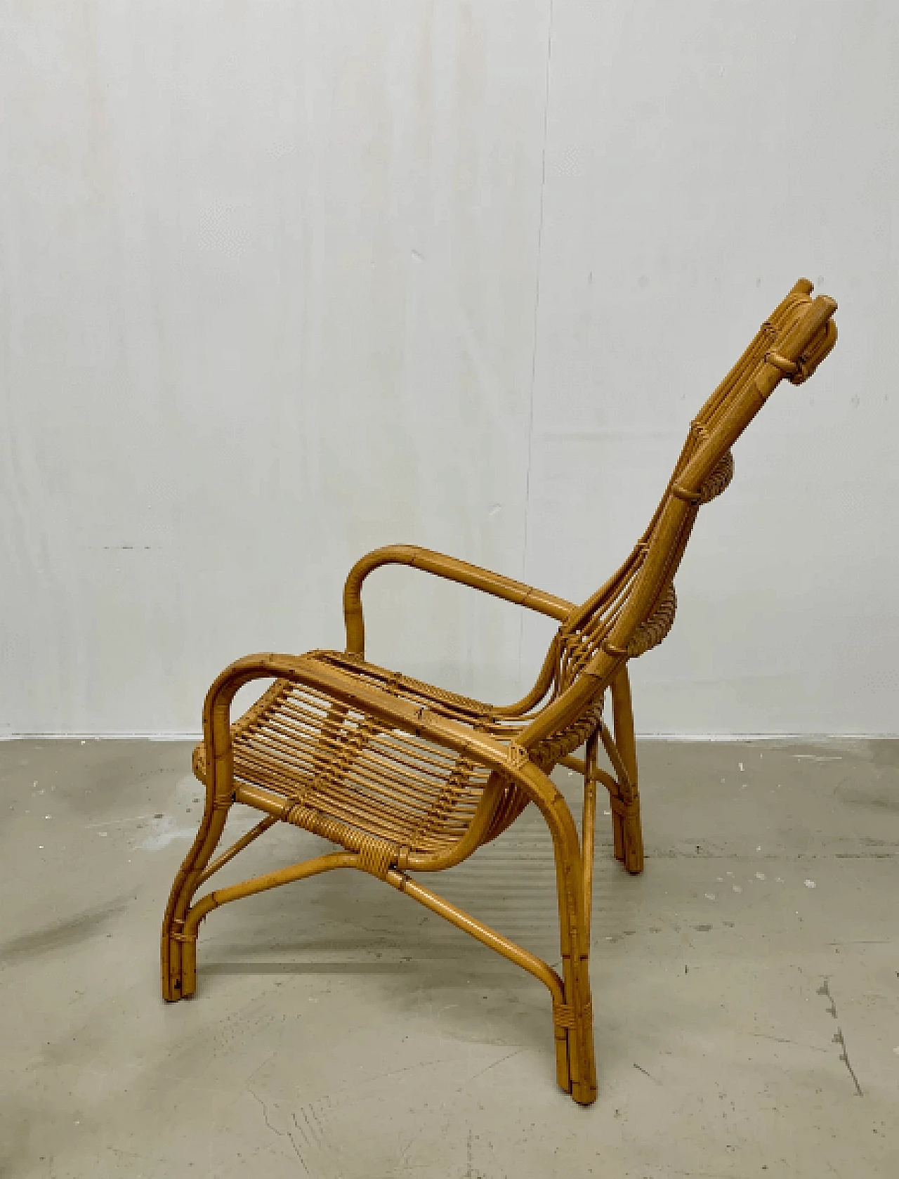 High back rattan armchair, 1960s 4