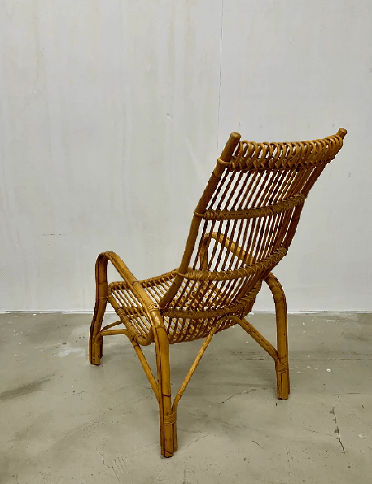 High back rattan armchair, 1960s 5