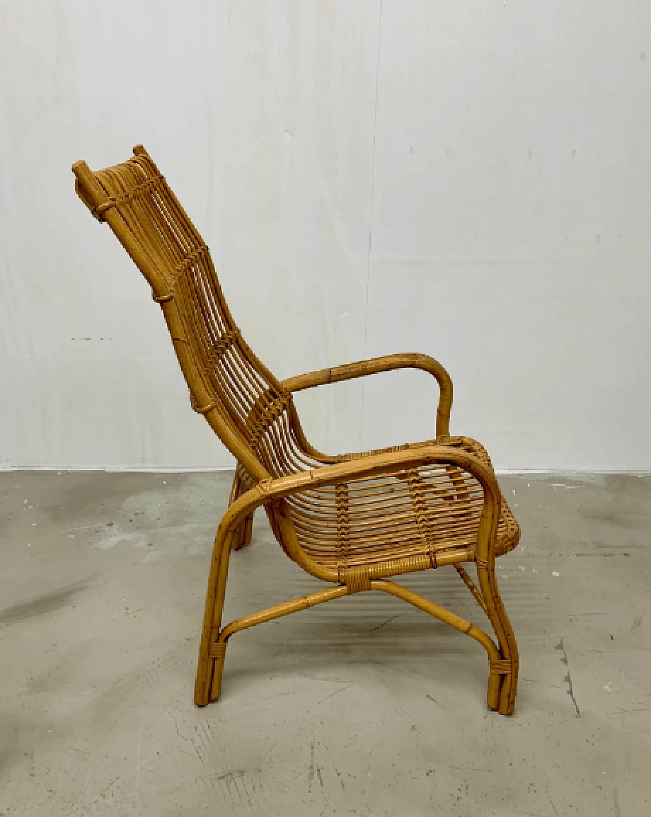 High back rattan armchair, 1960s 6