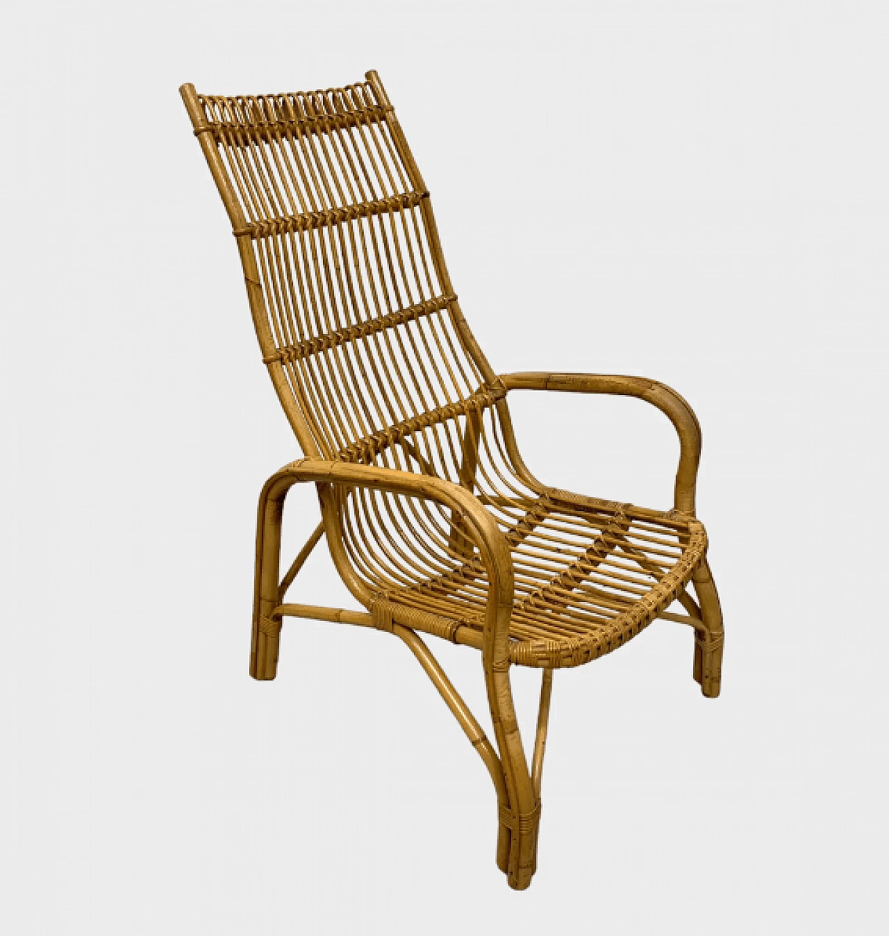 High back rattan armchair, 1960s 9