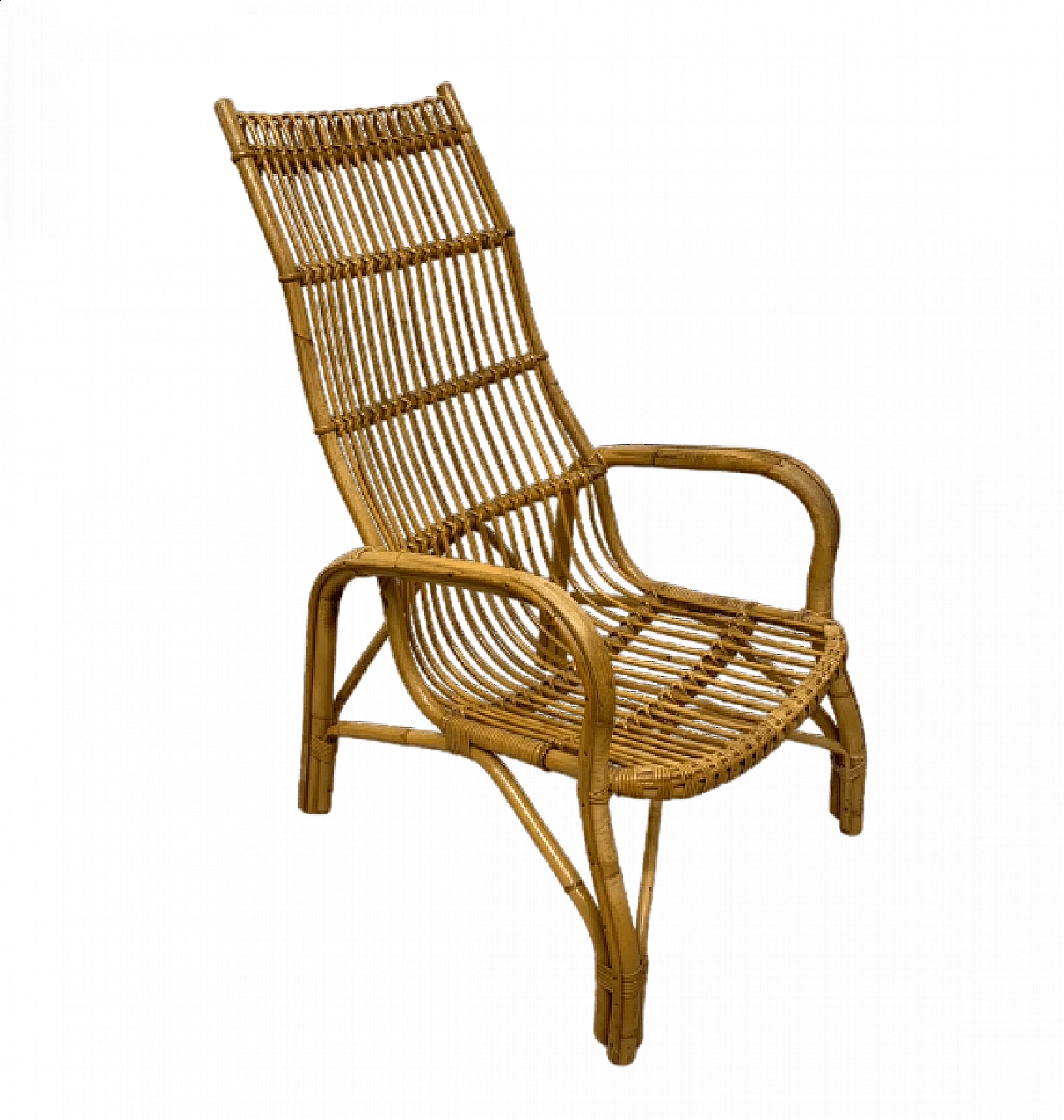 High back rattan armchair, 1960s 10