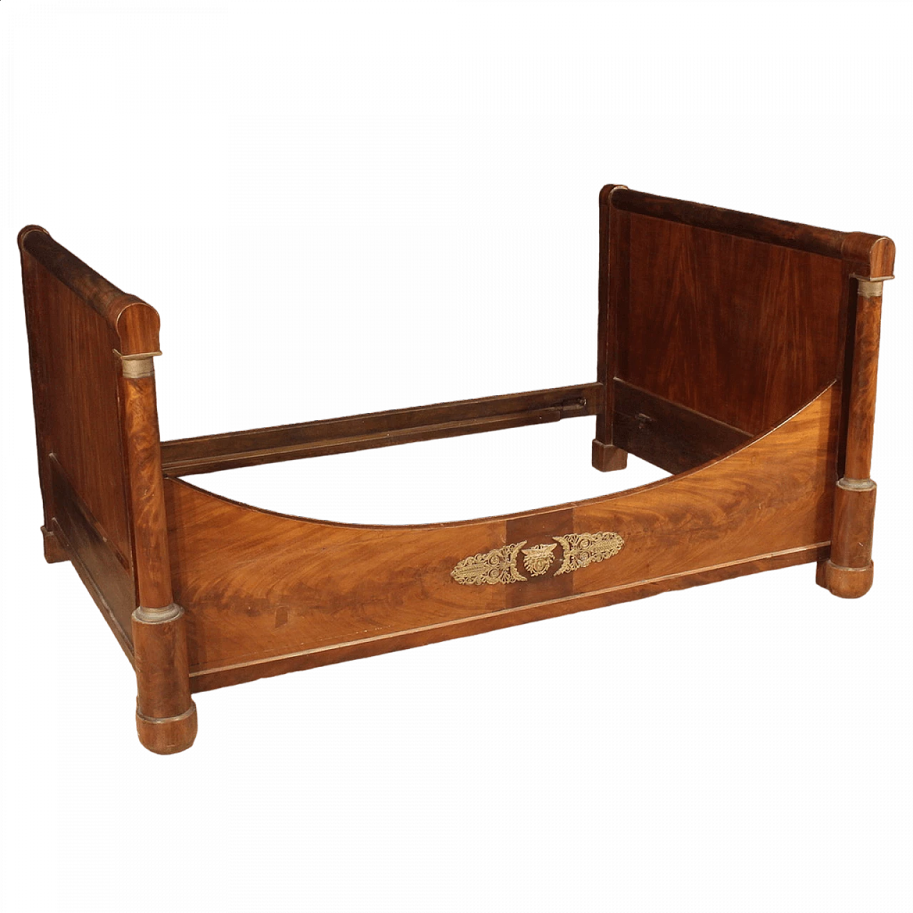 Letto Impero in legno con decorazioni in bronzo e ottone, '800 13