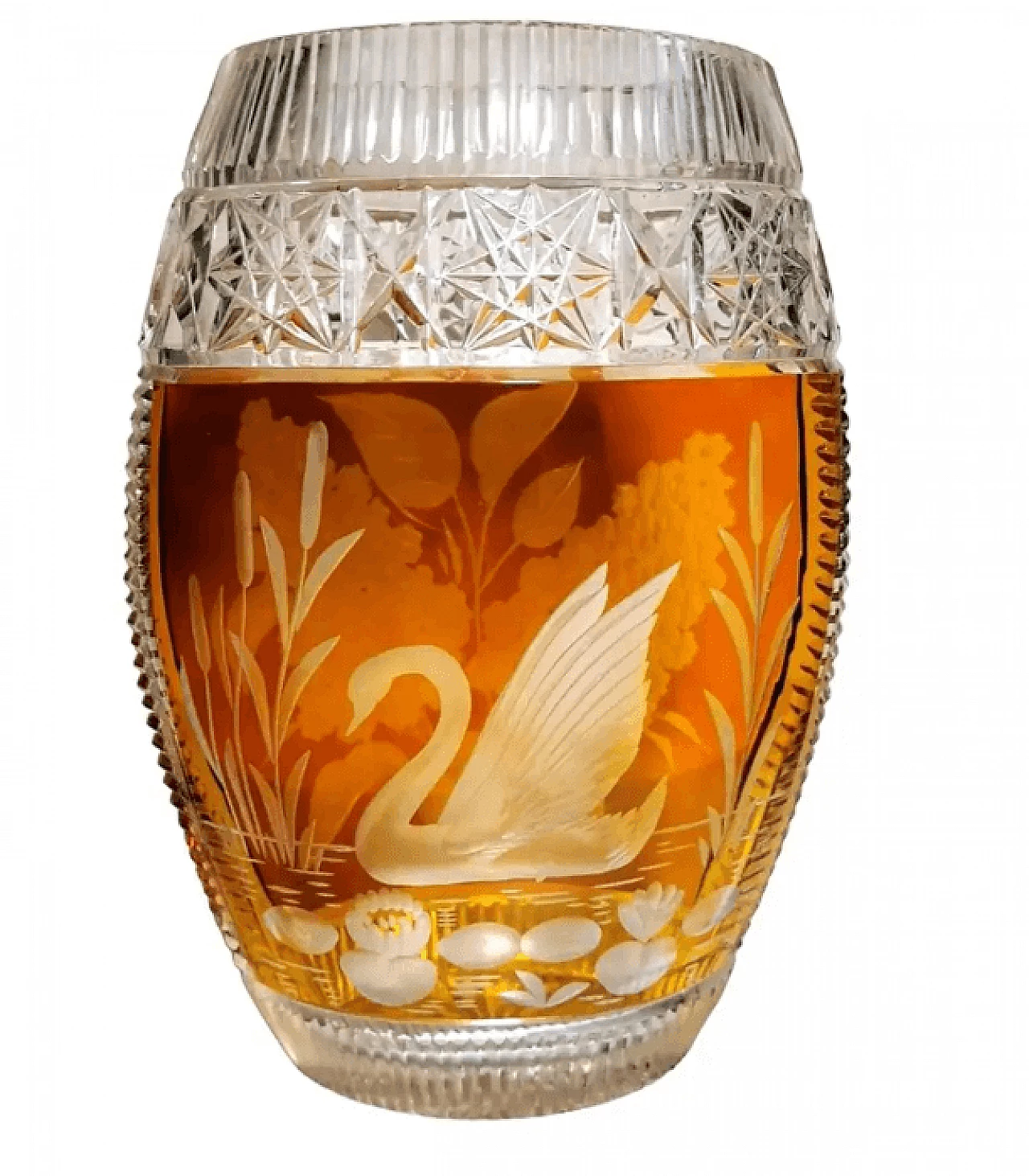 French crystal vase, coloured and with stone bottom, 1950s 1