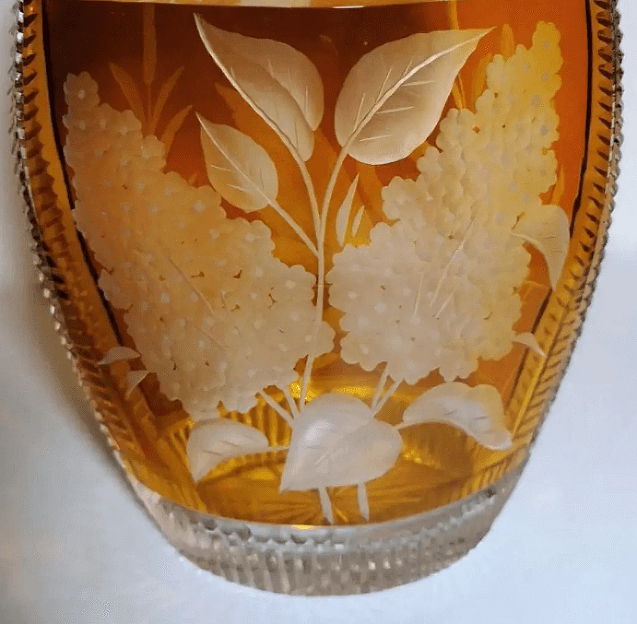 French crystal vase, coloured and with stone bottom, 1950s 6