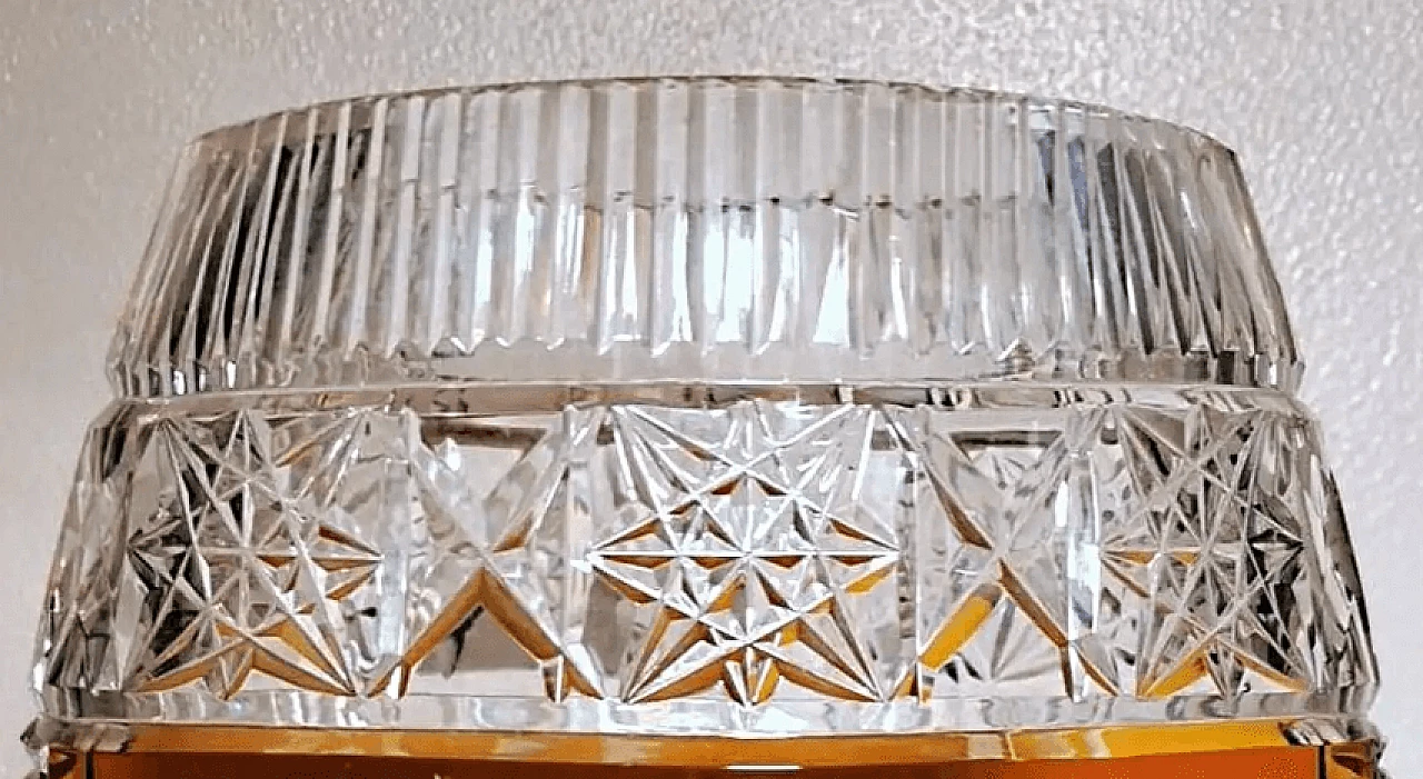 Vaso di cristallo francese, colorato e con fondo in pietra, anni '50 7