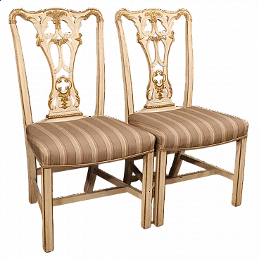 Pair of lacquered and golden padded chairs