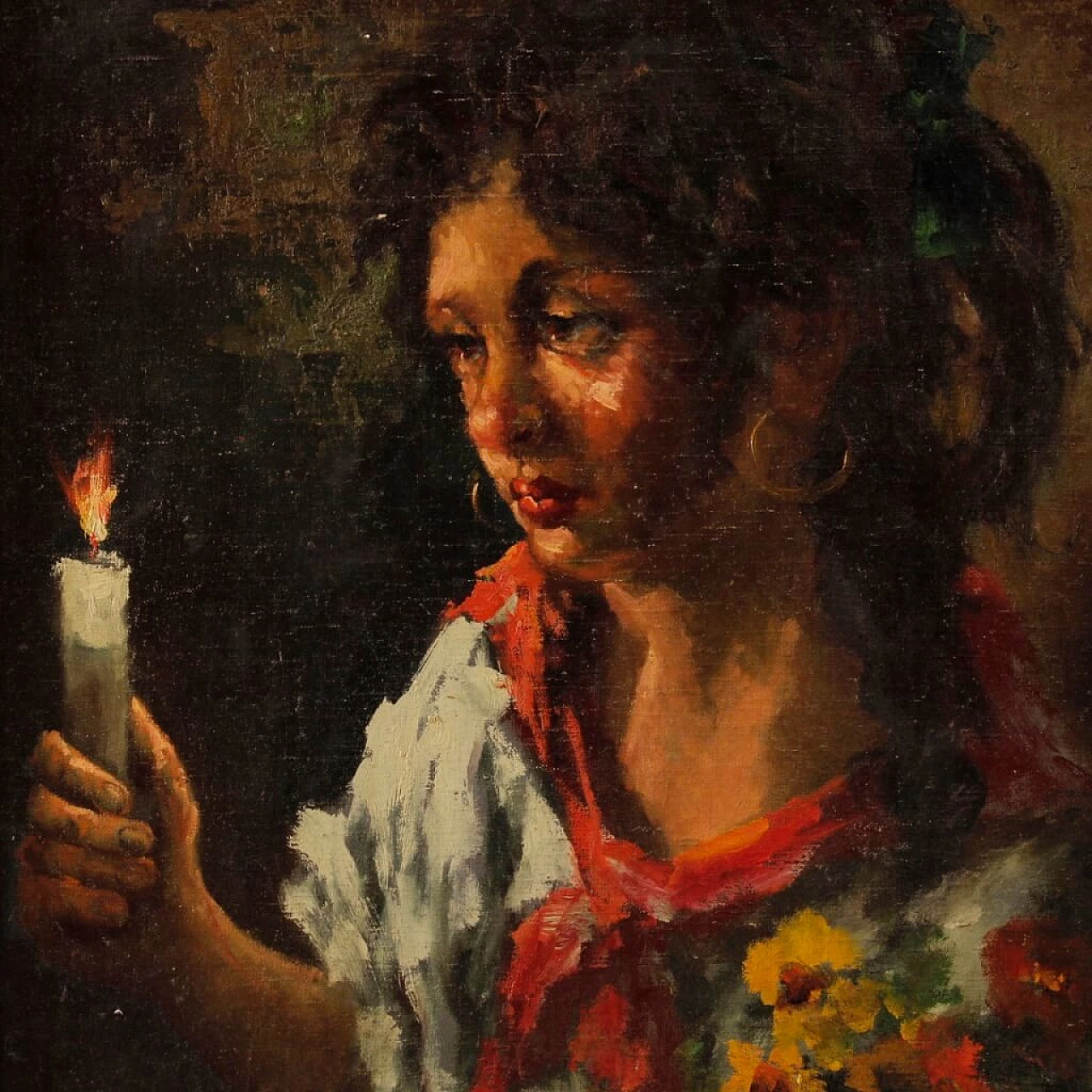 Portrait of a gypsy woman, oil painting on masonite, 1948 5
