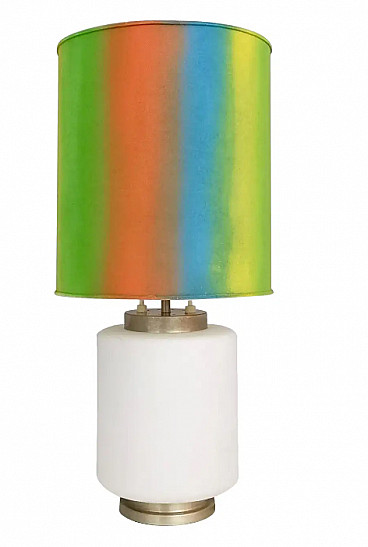 Stilnovo three-light enamelled glass table lamp, 1960s