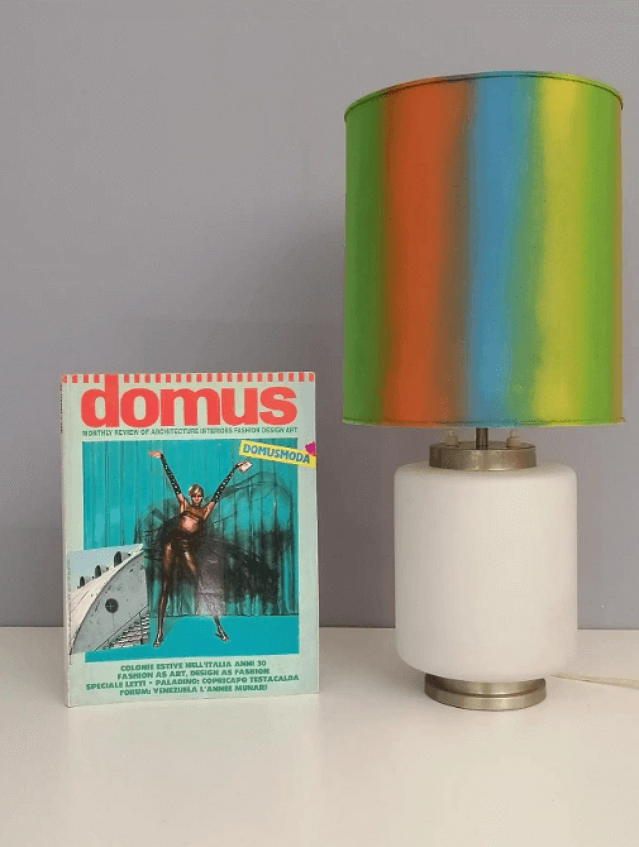 Stilnovo three-light enamelled glass table lamp, 1960s 4