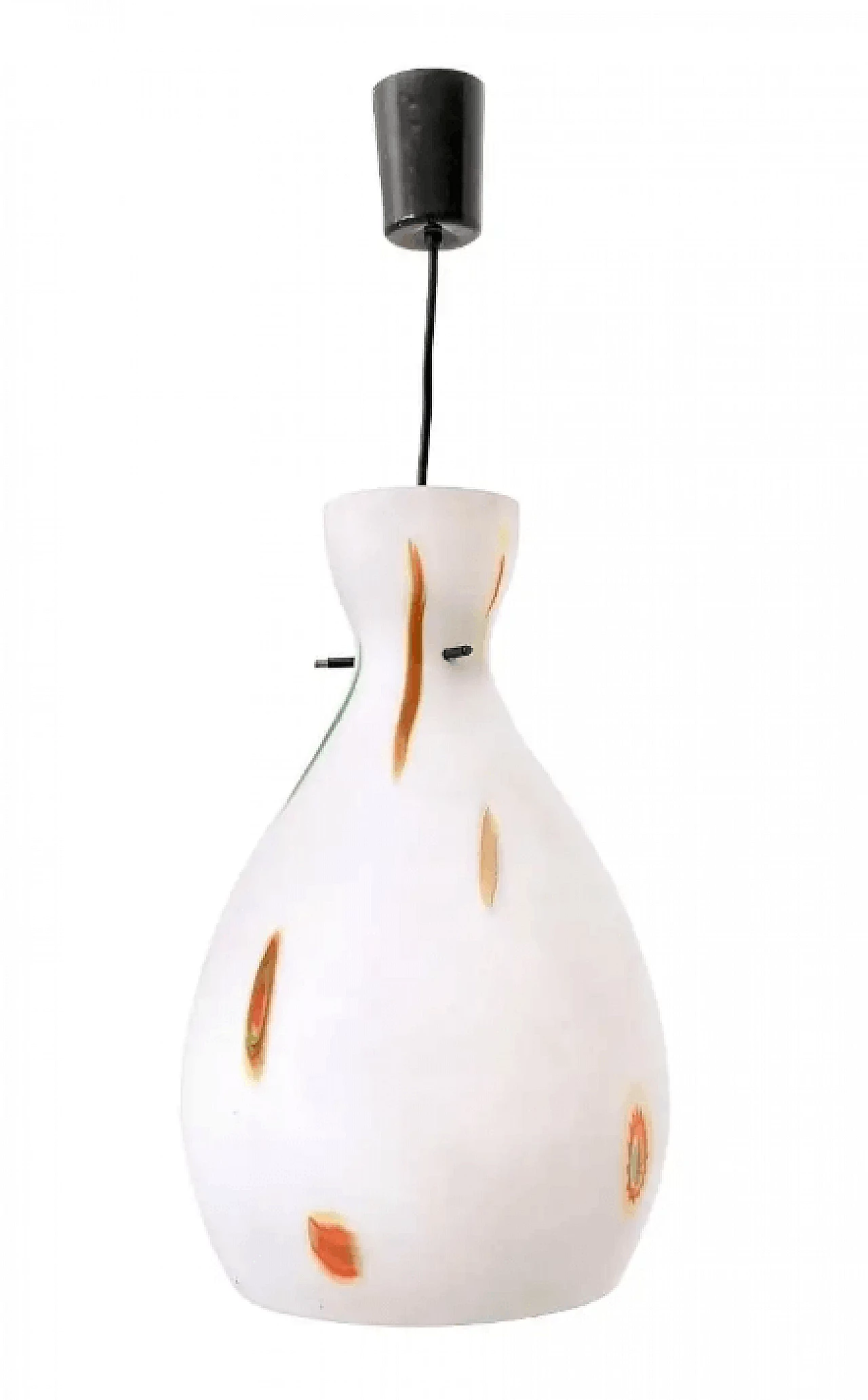 Stained and blown glass chandelier with orange murrine, 1950s 1