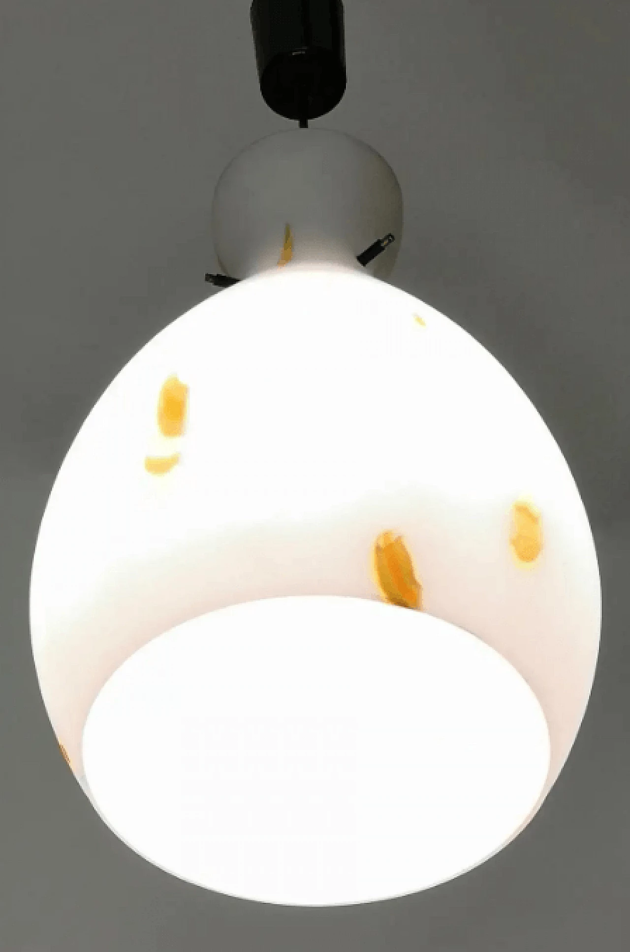 Stained and blown glass chandelier with orange murrine, 1950s 4