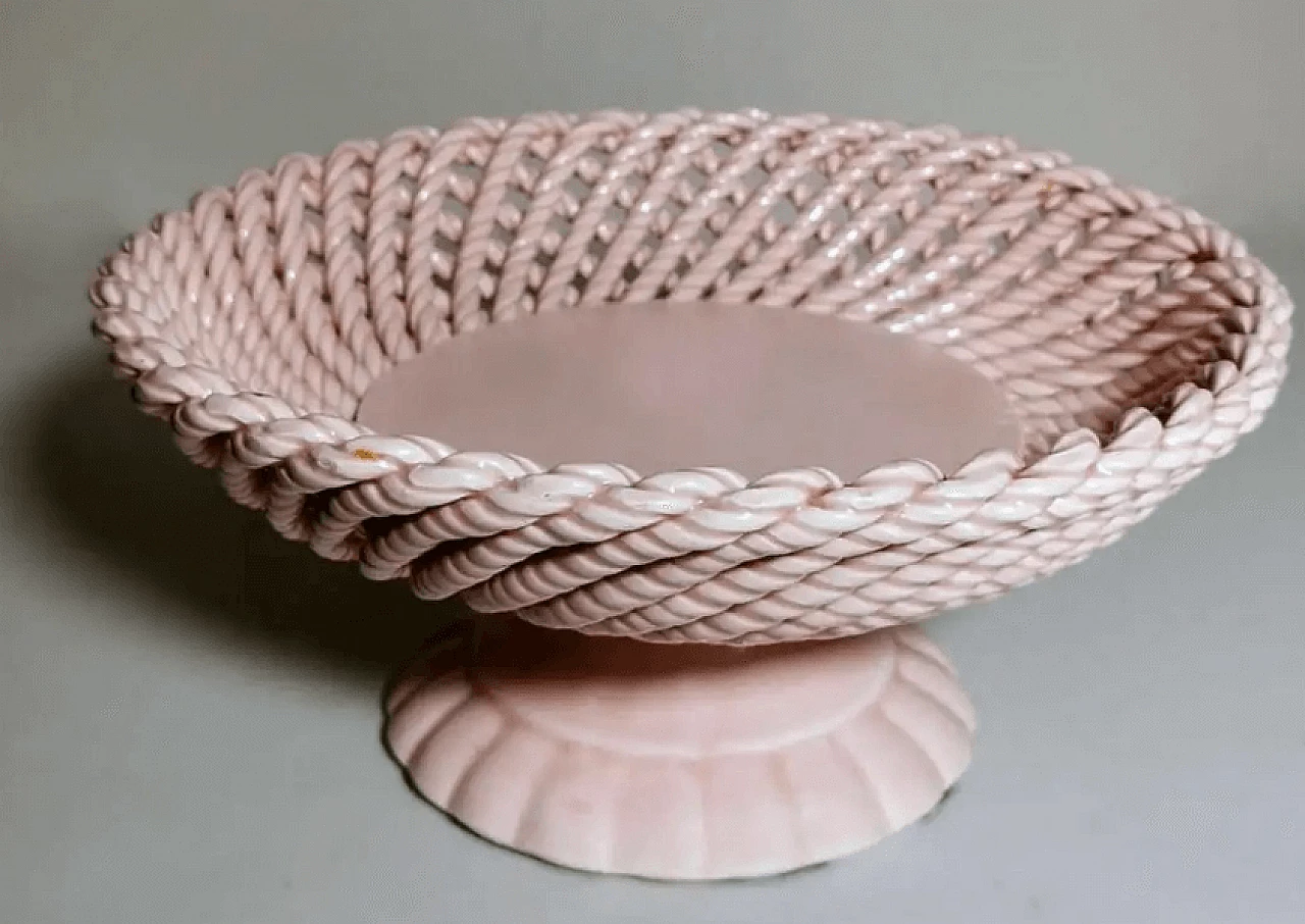 French pink enamelled terracotta centrepiece, 1950s 3