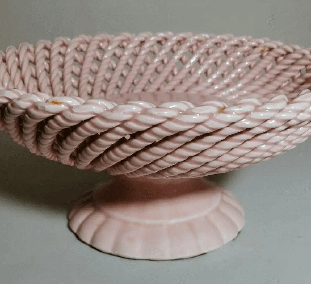 French pink enamelled terracotta centrepiece, 1950s 4