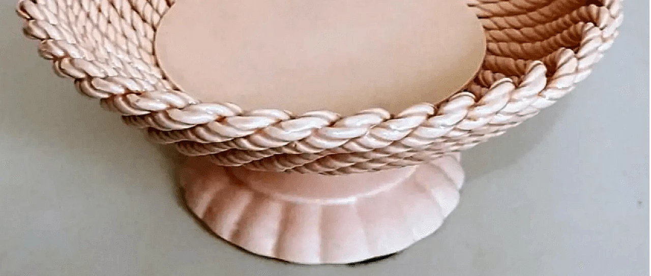 French pink enamelled terracotta centrepiece, 1950s 5