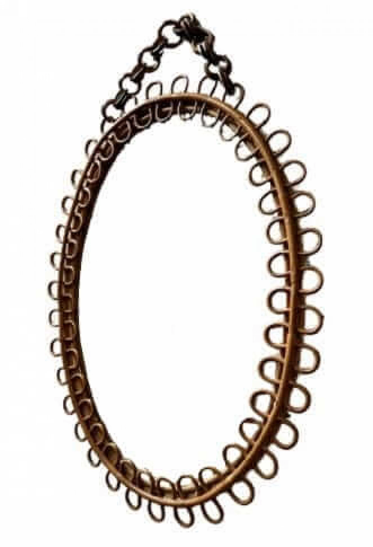 Specchio ovale in rattan di Bonacina, anni '60 7