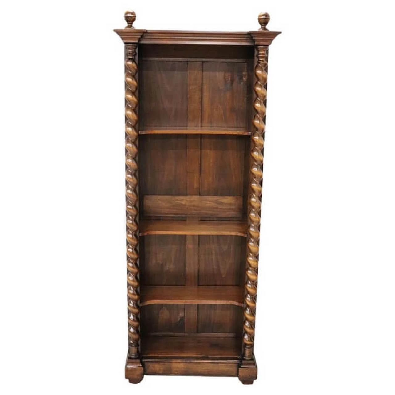 Walnut bookcase with twisted columns, early 20th century 1