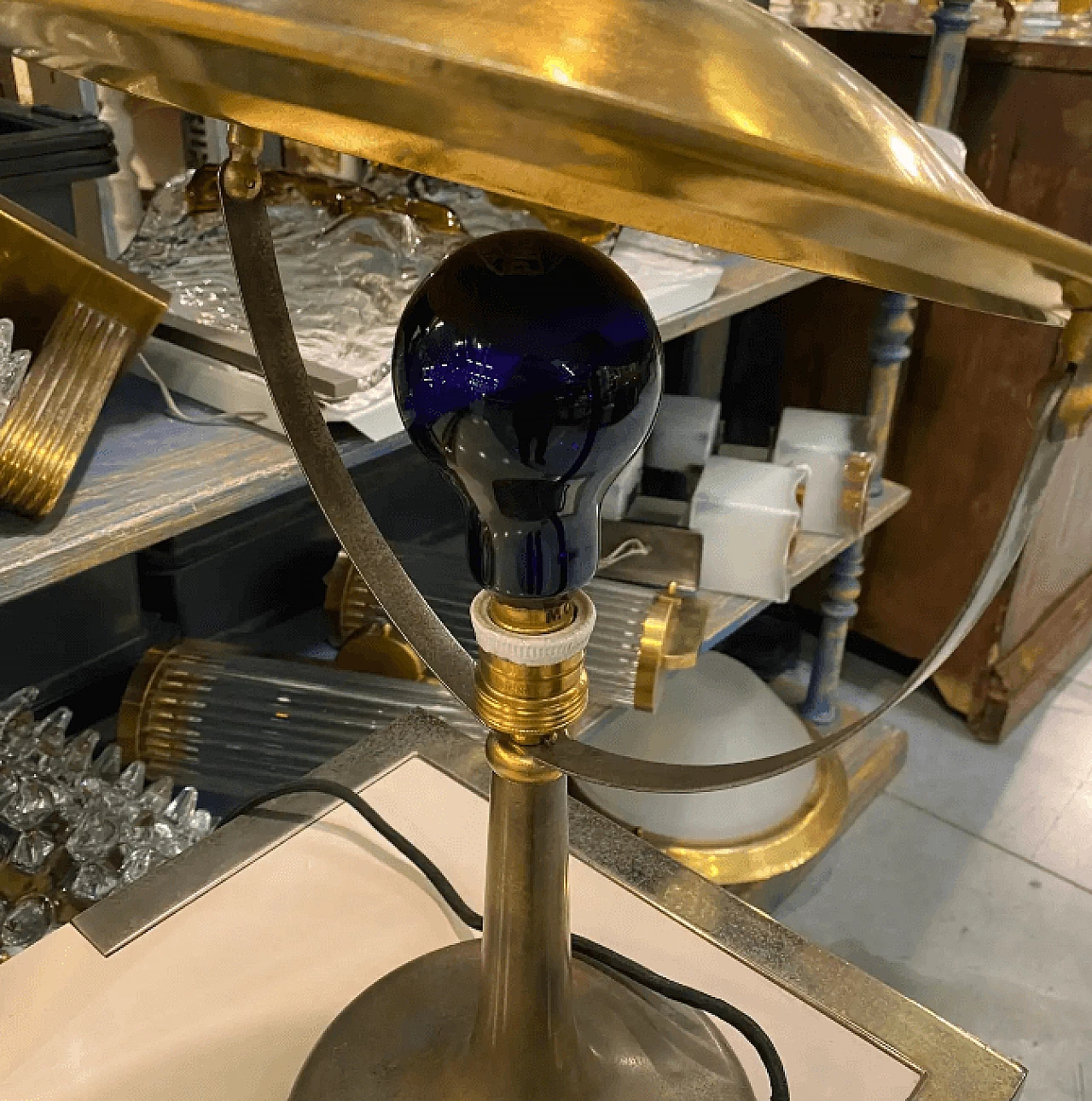 Adjustable brass table lamp by Zerowatt, 1950s 4