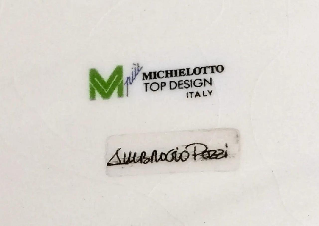 Round ceramic ashtray by Ambrogio Pozzi with hand-painted details, 1980s 7