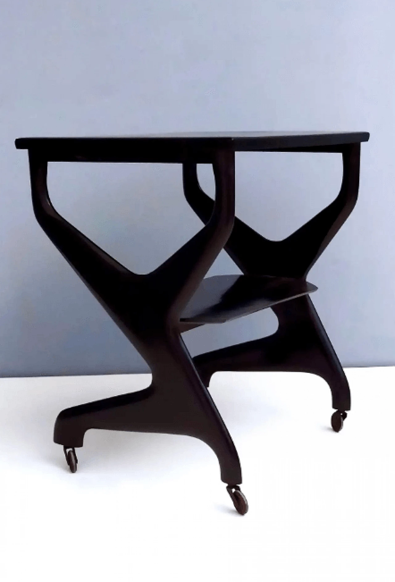 Beechwood trolley ebonised in the style of Ico Parisi, 1970s 6