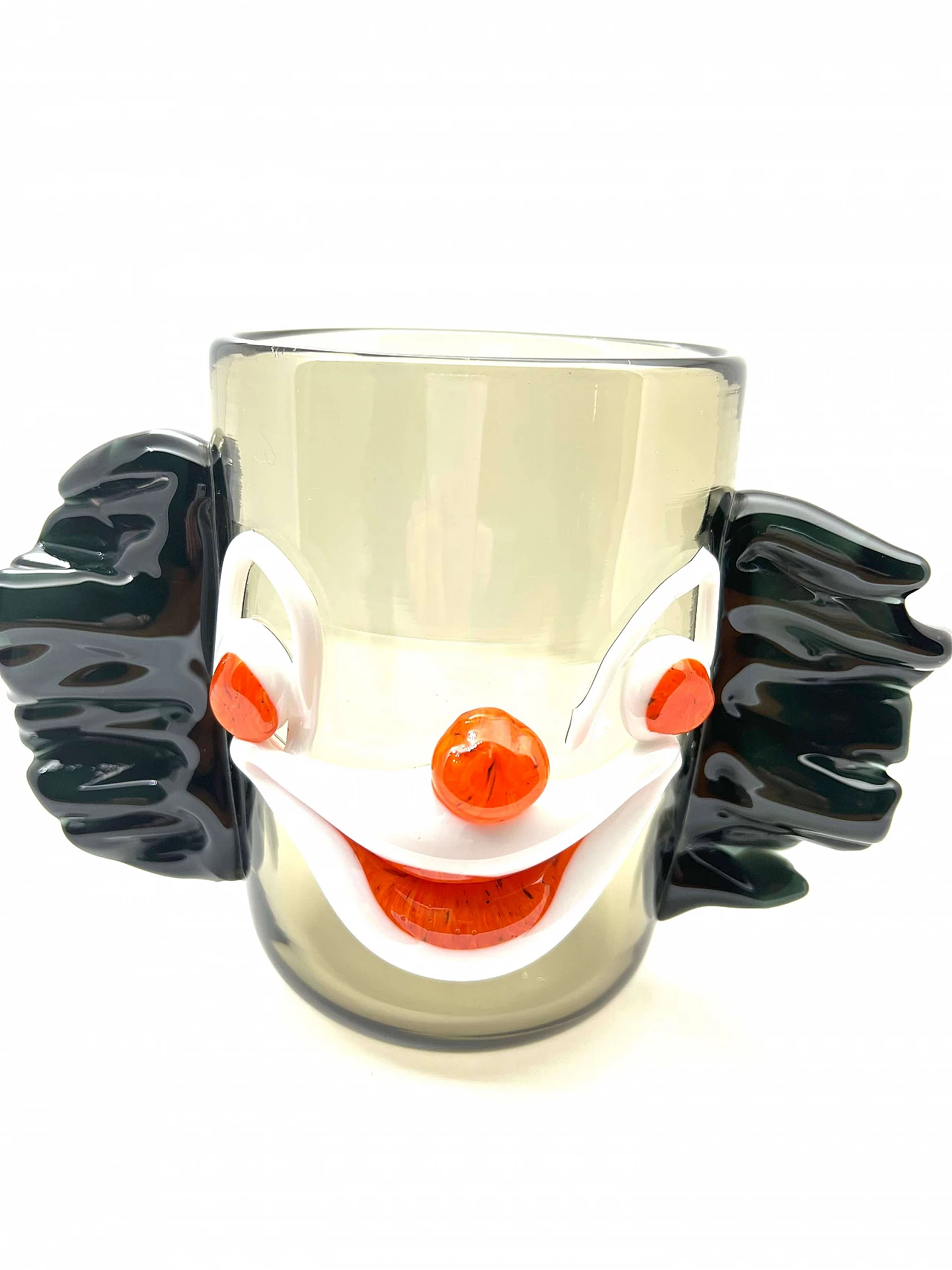 Scultura di testa di pagliaccio in vetro di Murano, anni '2000 2