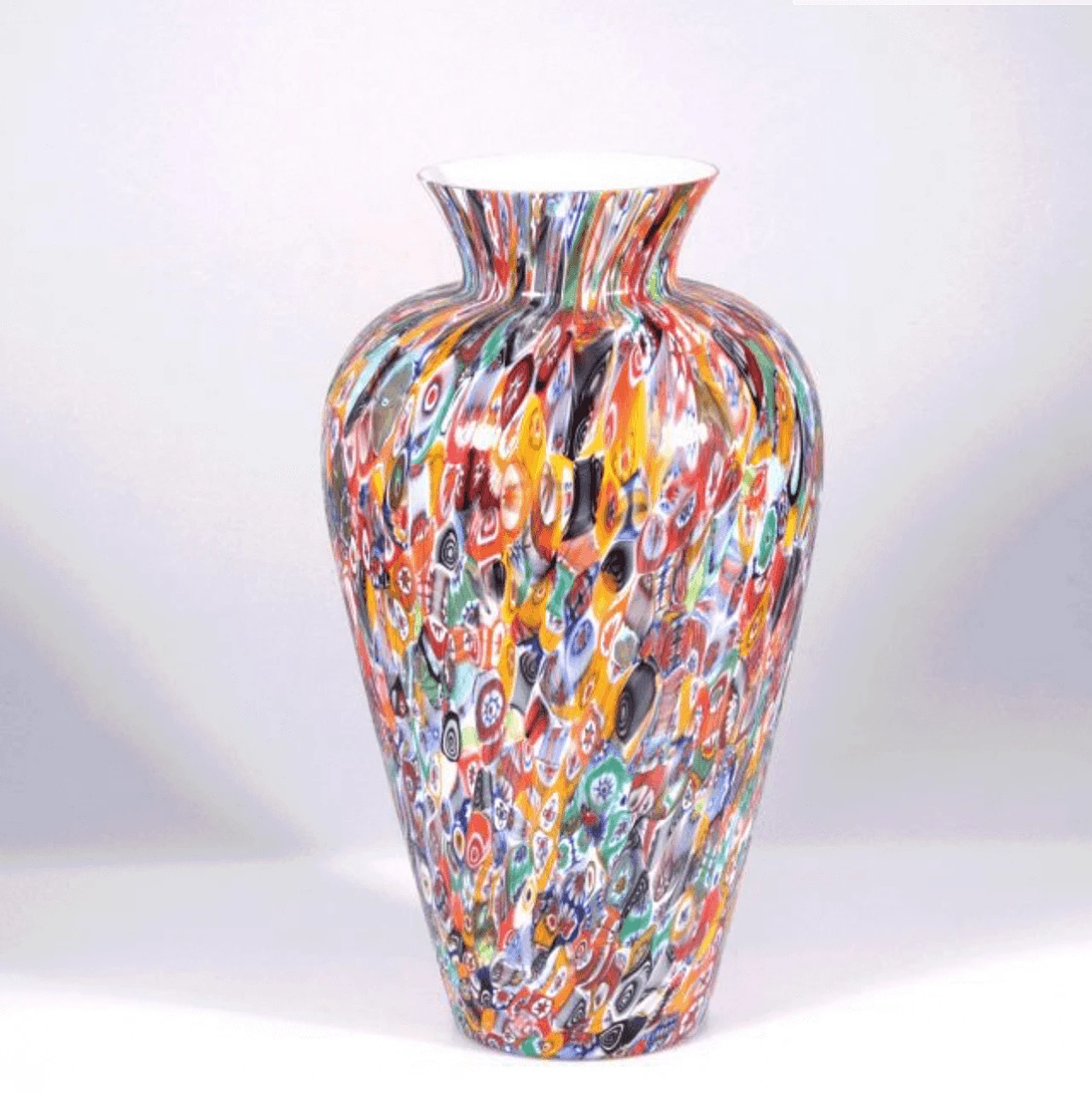 Murano glass vase with multi-flower murrine, 2000s 1