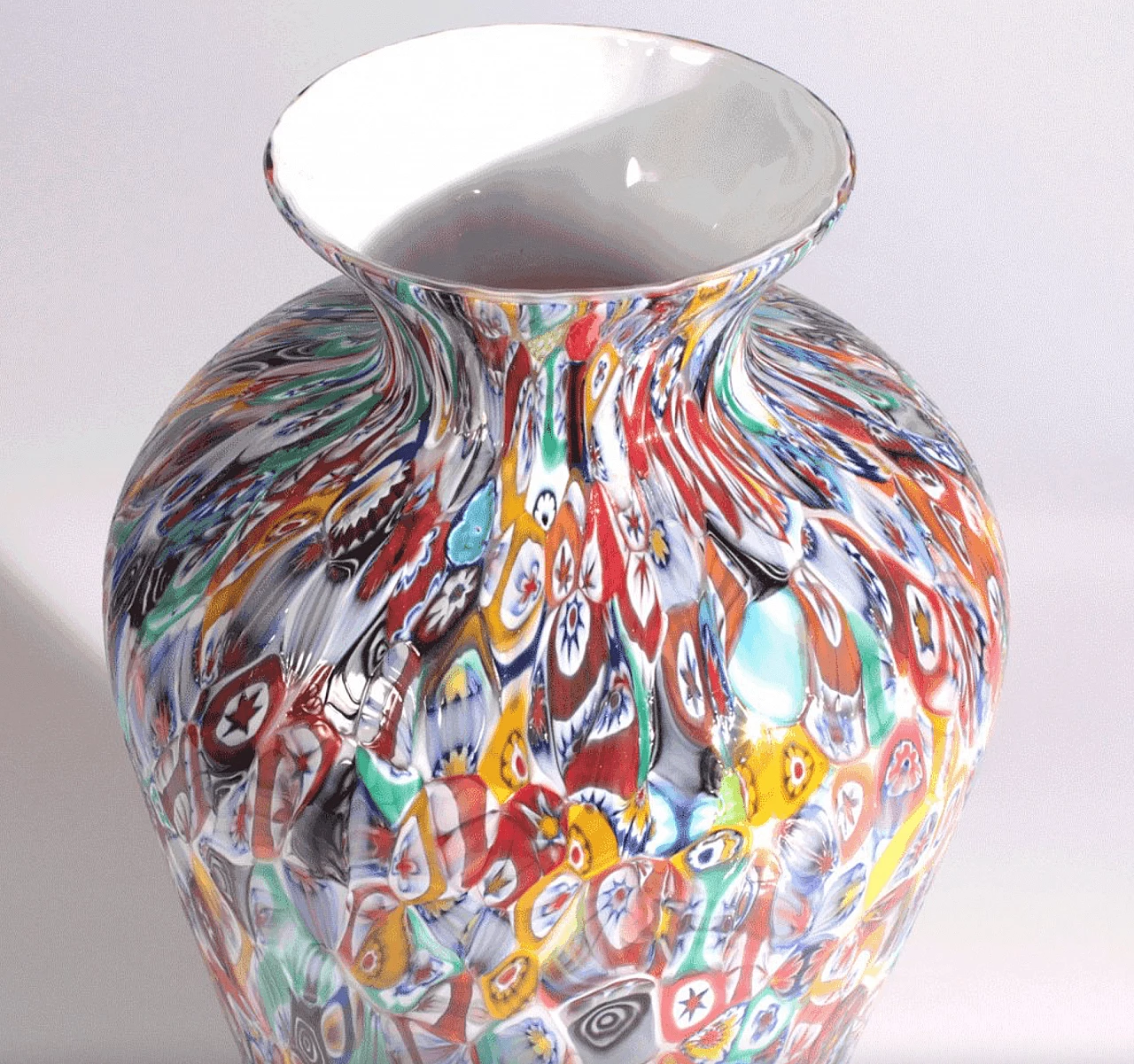 Murano glass vase with multi-flower murrine, 2000s 2