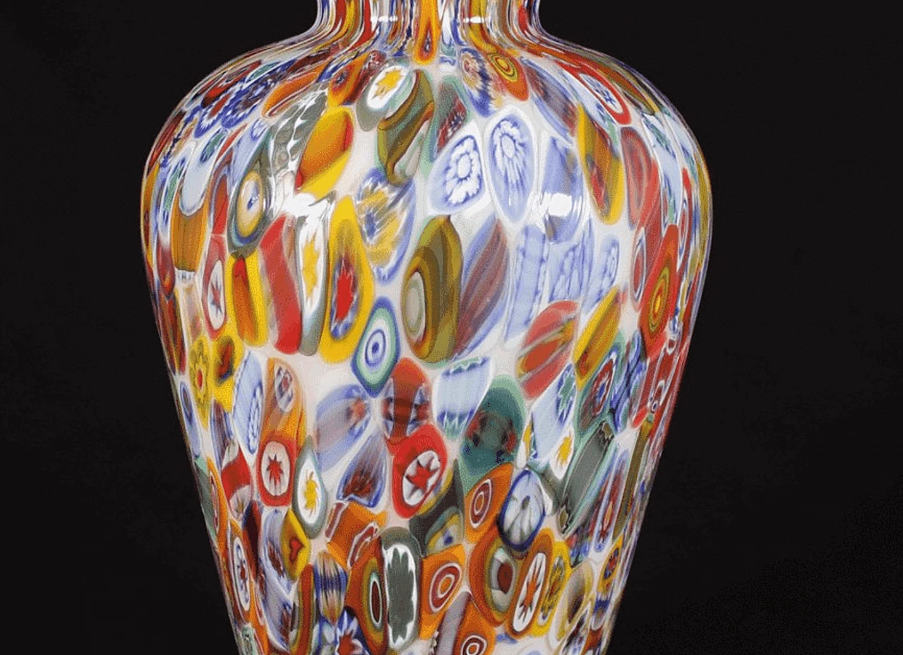 Murano glass vase with multi-flower murrine, 2000s 3