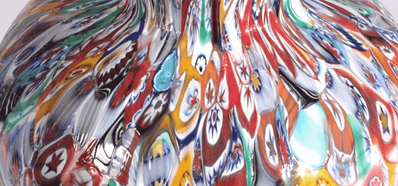 Murano glass vase with multi-flower murrine, 2000s 5