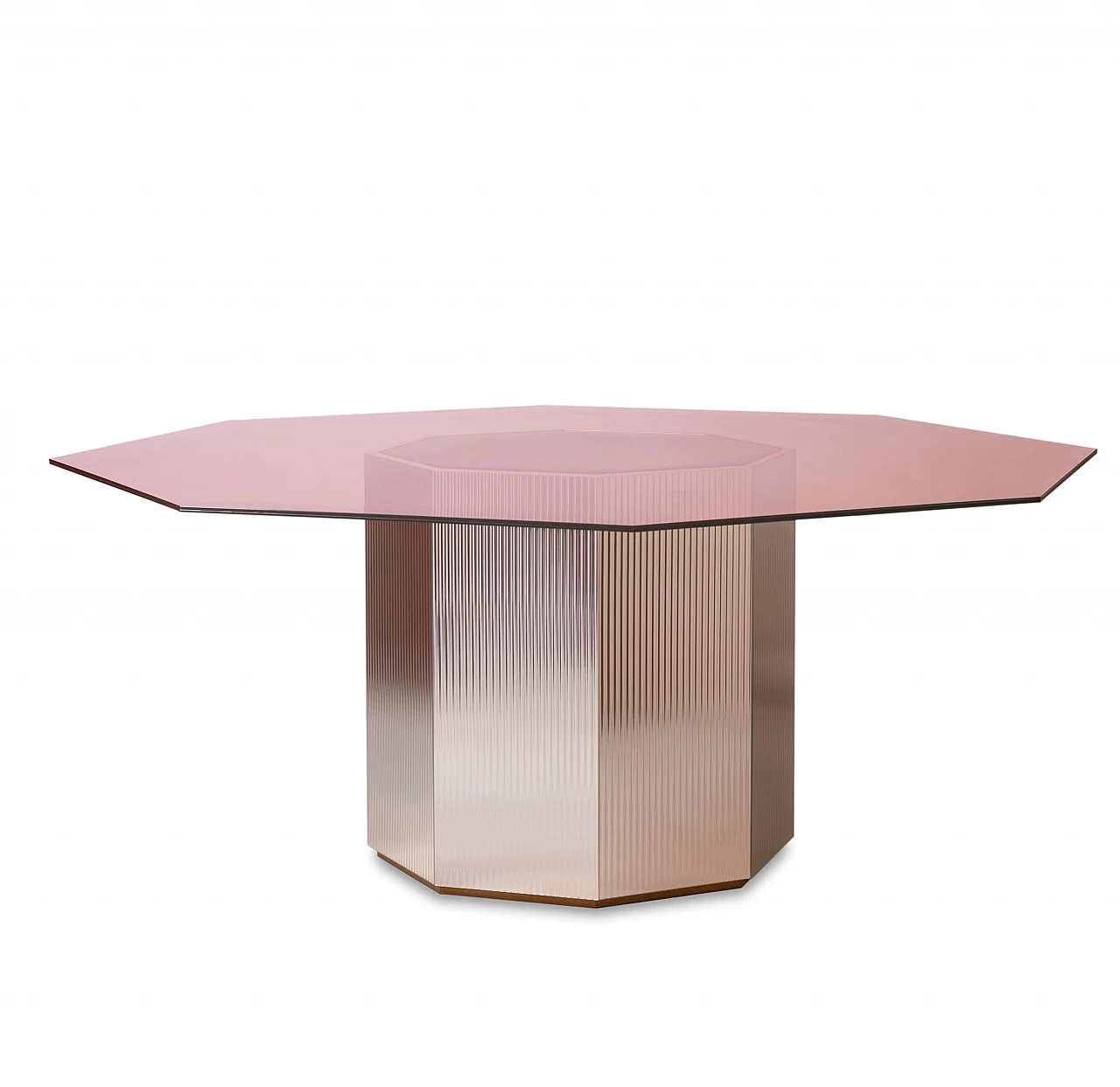 Sandra and Raimondo octagonal table with glass top, 2000s 1