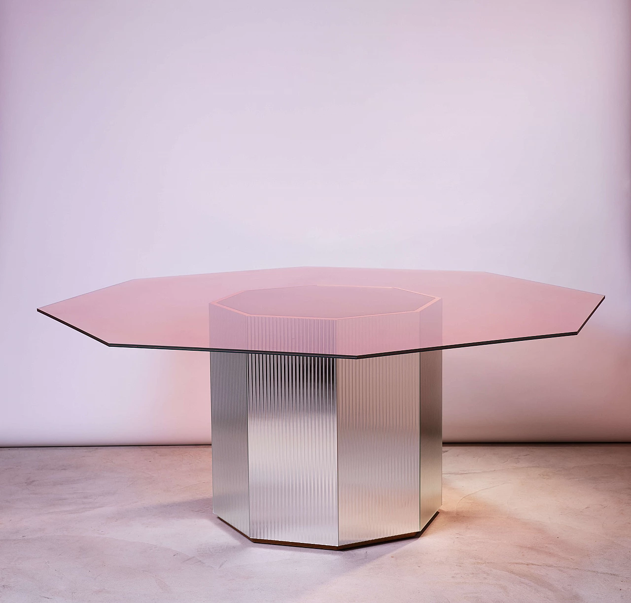 Sandra and Raimondo octagonal table with glass top, 2000s 5