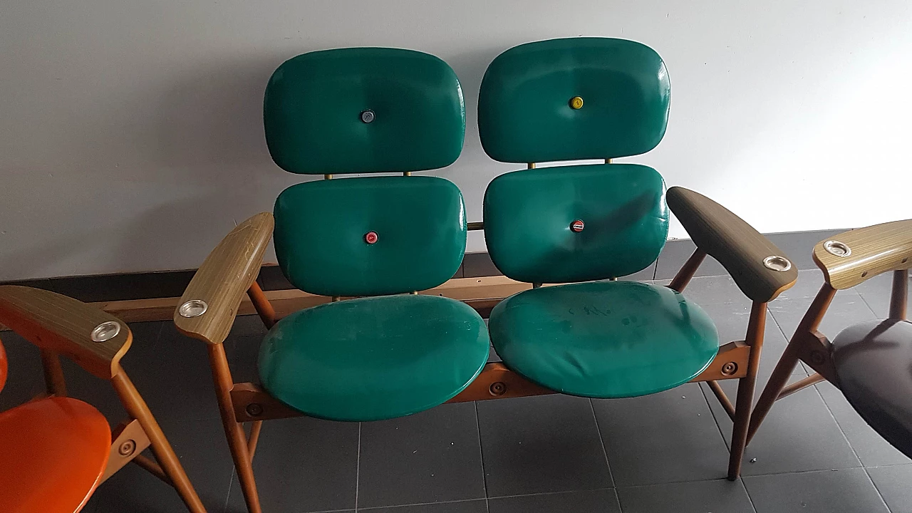 Coppia di poltrone e divano di Marco Zanuso per Poltronova, anni '70 2