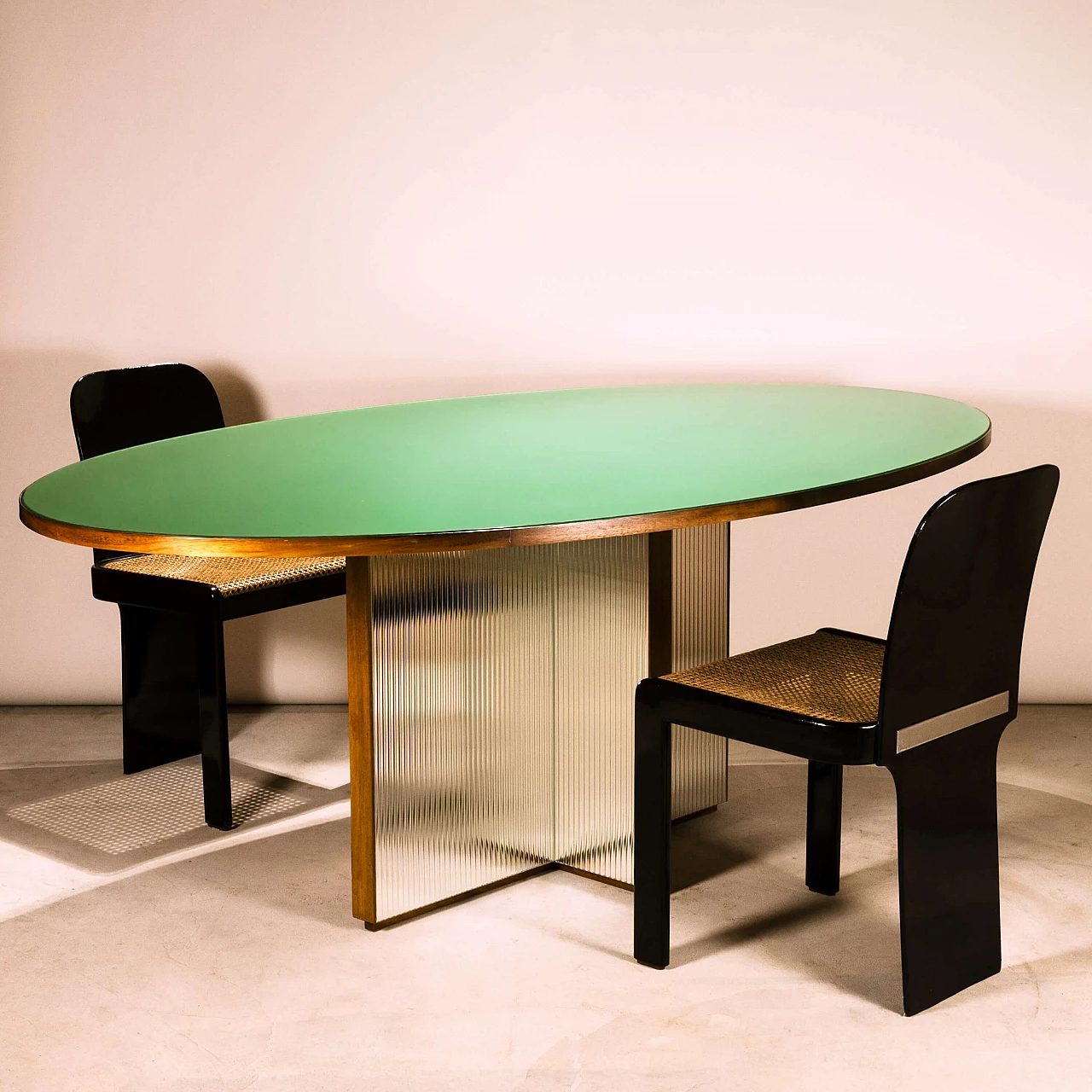 Tavolo ovale in legno e vetro di Artisan 4