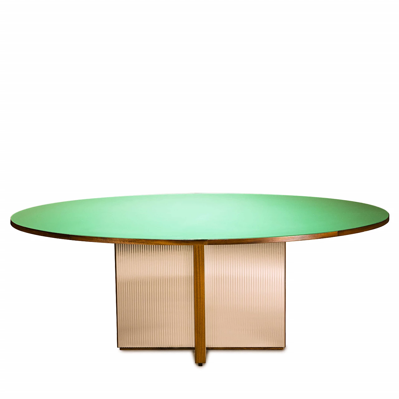 Oval wood and glass table by Artisan 6
