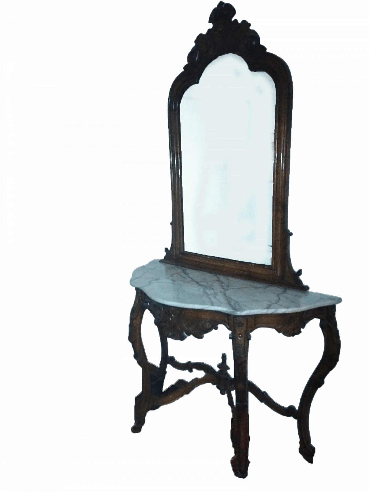 Consolle  Luigi Filippo in noce con specchiera intagliata, '800 5