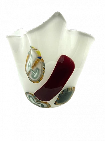 Vaso a foulard fatto a mano in vetro di Murano, anni '2000