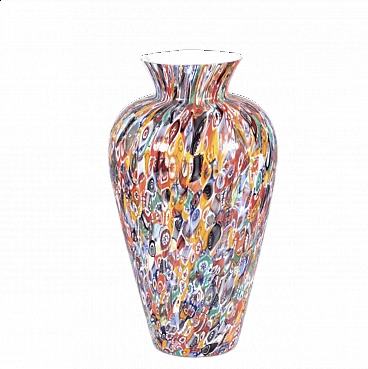 Murano glass vase with multi-flower murrine, 2000s