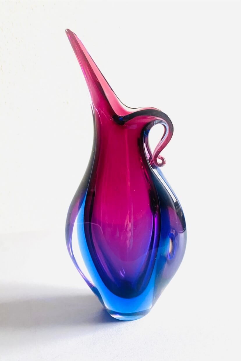 Vaso vintage in vetro di Murano sommerso di Fabio Poli, Seguso