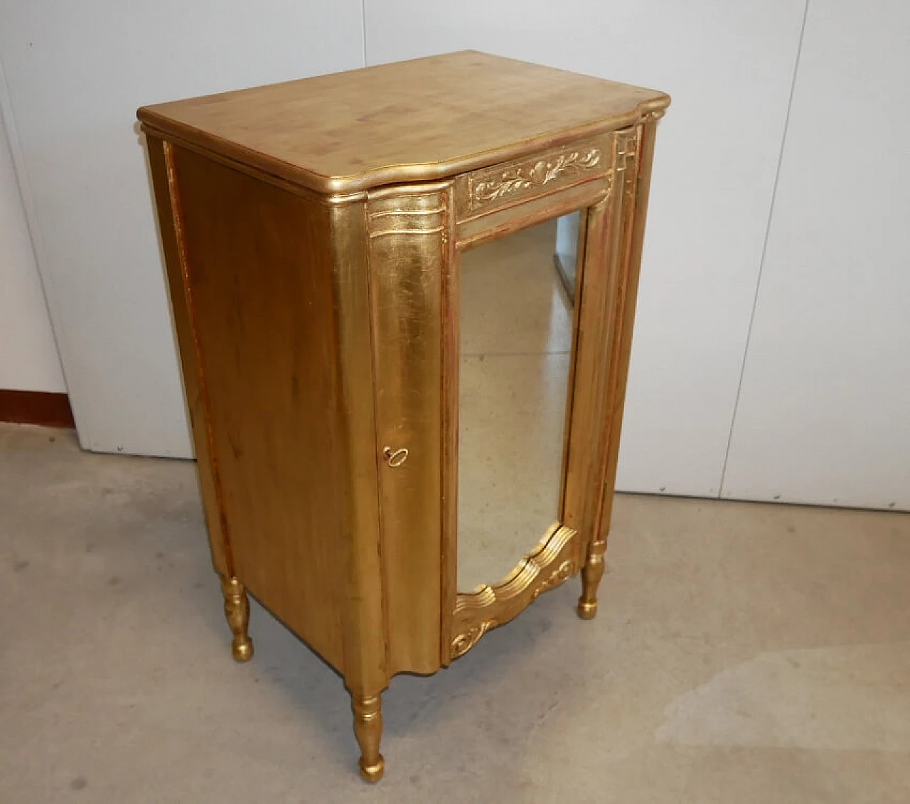 Gilded wood sideboard with mirror, 1930s 1