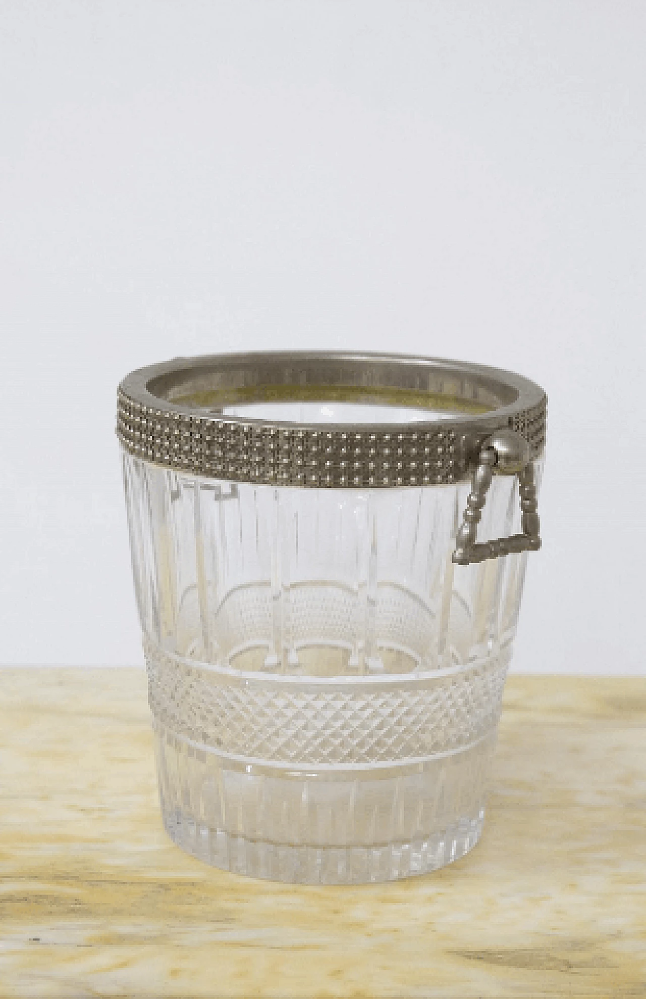 Crystal and metal ice bucket by Baccarat, 1950s 1