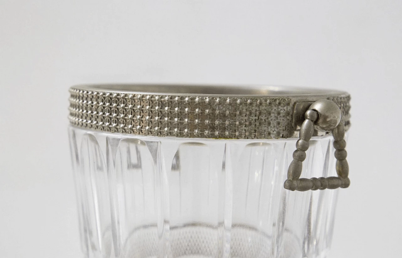 Secchiello per ghiaccio in cristallo e metallo di Baccarat, anni '50 3