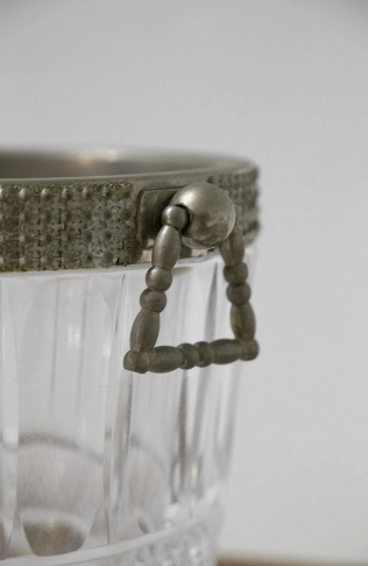 Secchiello per ghiaccio in cristallo e metallo di Baccarat, anni '50 4