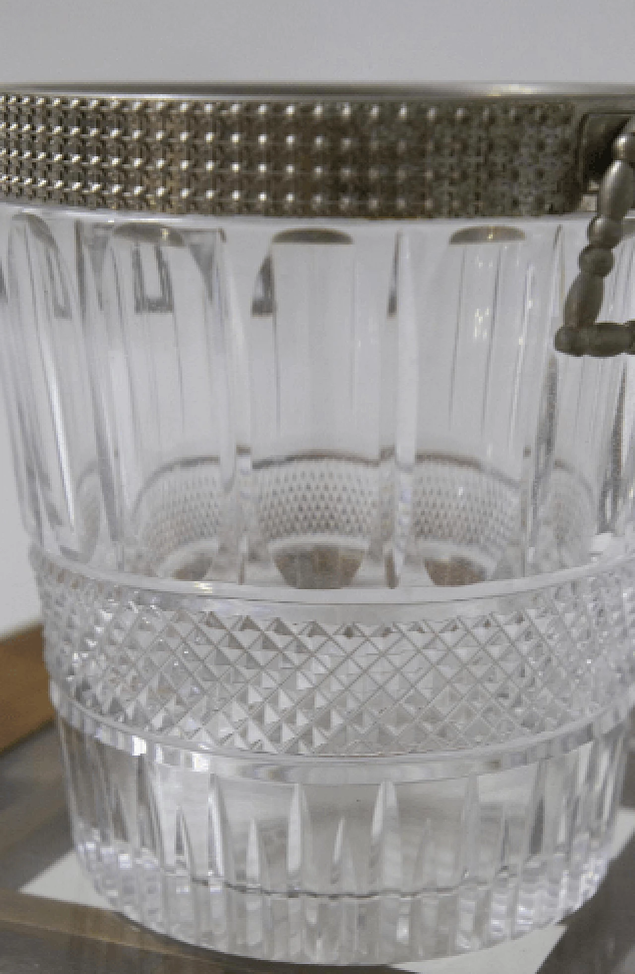Crystal and metal ice bucket by Baccarat, 1950s 6