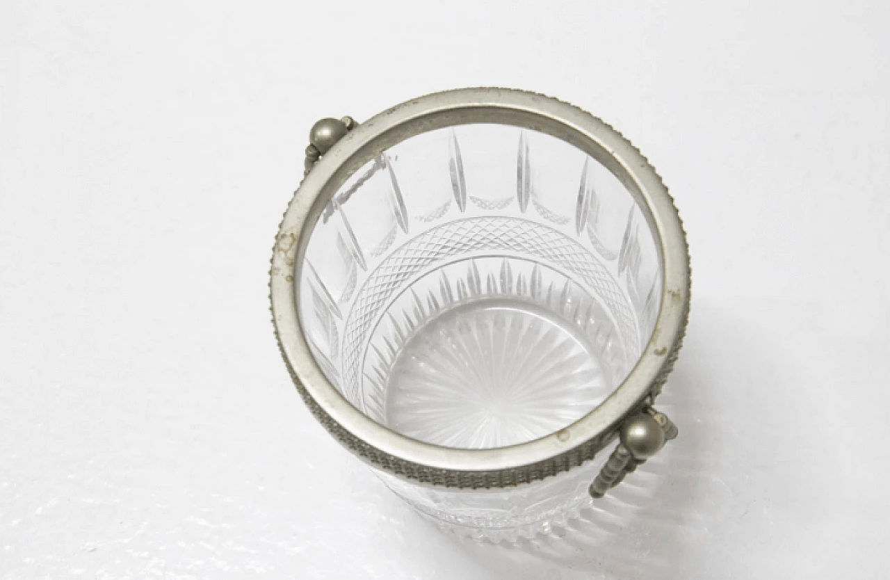 Secchiello per ghiaccio in cristallo e metallo di Baccarat, anni '50 7
