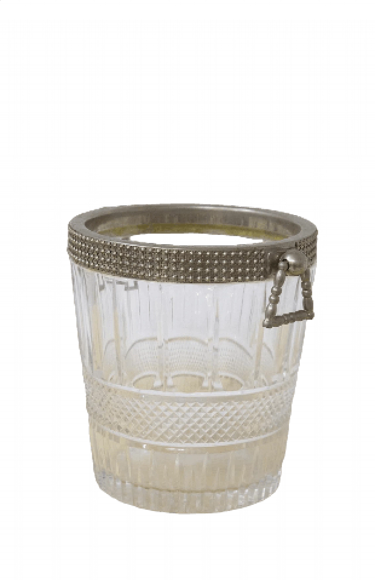 Secchiello per ghiaccio in cristallo e metallo di Baccarat, anni '50 8